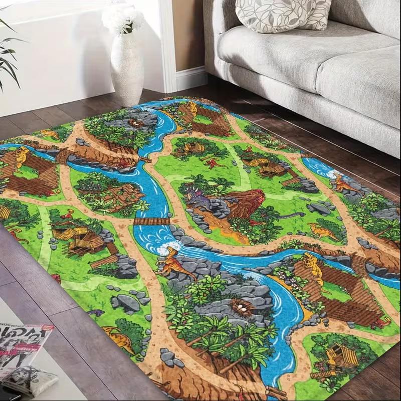 Dinosaurier Dschungel Labyrinth Wohnzimmer, Schlafzimmer oder Außenbereich Innen Außen Matte Lustige Waschbare Matte Geeignet für Wohnzimmer Teppich 80x120cm