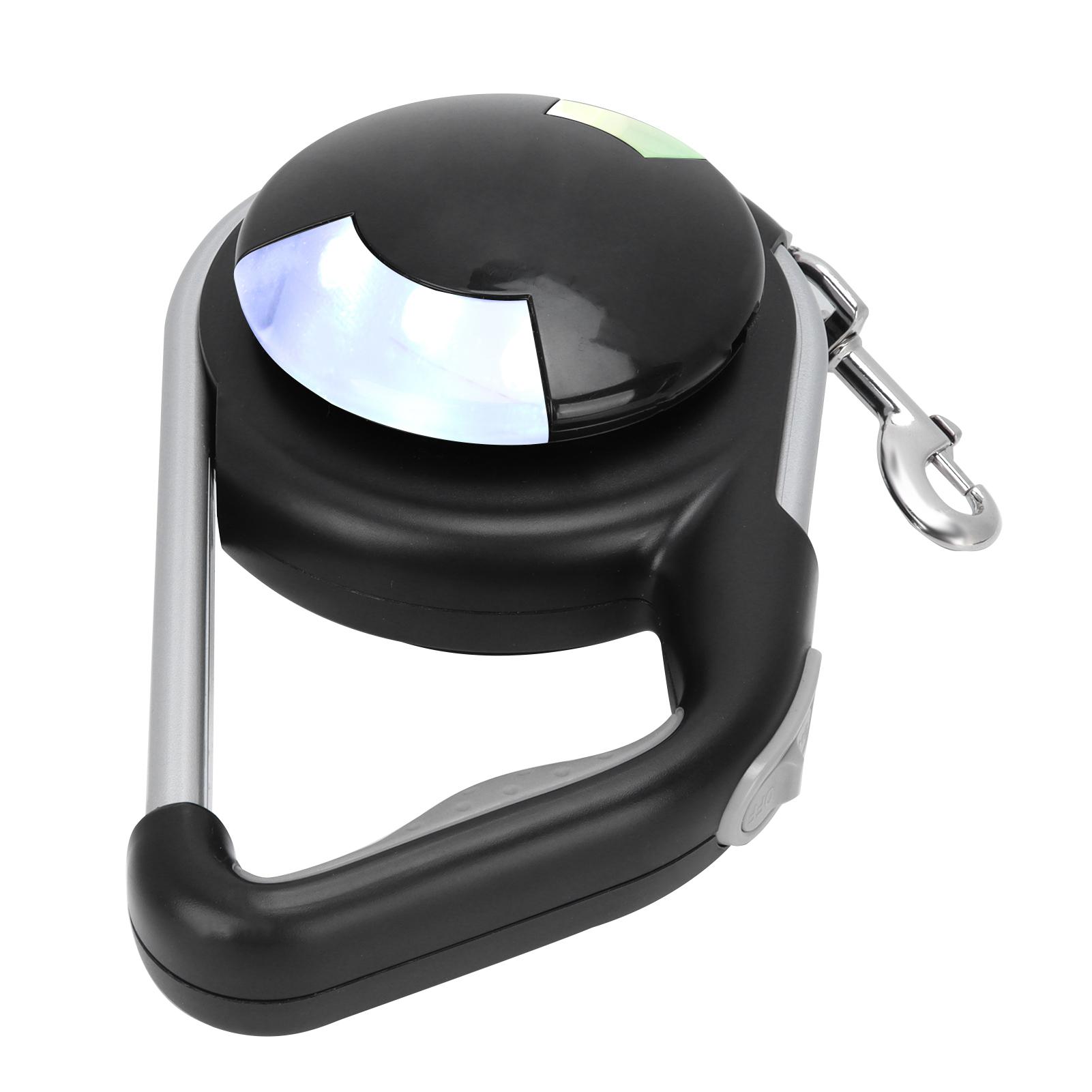 5m Hunde Automatische Zugleine Automatische Einziehbare Hundeleine mit Buntem NachtlichtObsidian schwarz