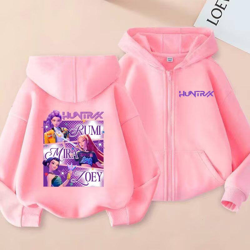 K-Pop Dämonenjäger Hoodies Huntrix Mädchen Junge Lässige Pullover Tops Zoey Rumi Mira Sweatshirt KPop Dämonenjäger Kinderkleidung 140 rot