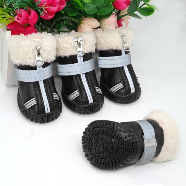 Warme Haustier Hund Schuhe Winter Wasserdichte Haustier Hund Stiefel Schuh Regen Schnee Booties Reflektierende Rutschfeste Schuhe Für Kleine Große Hunde 5 schwarz