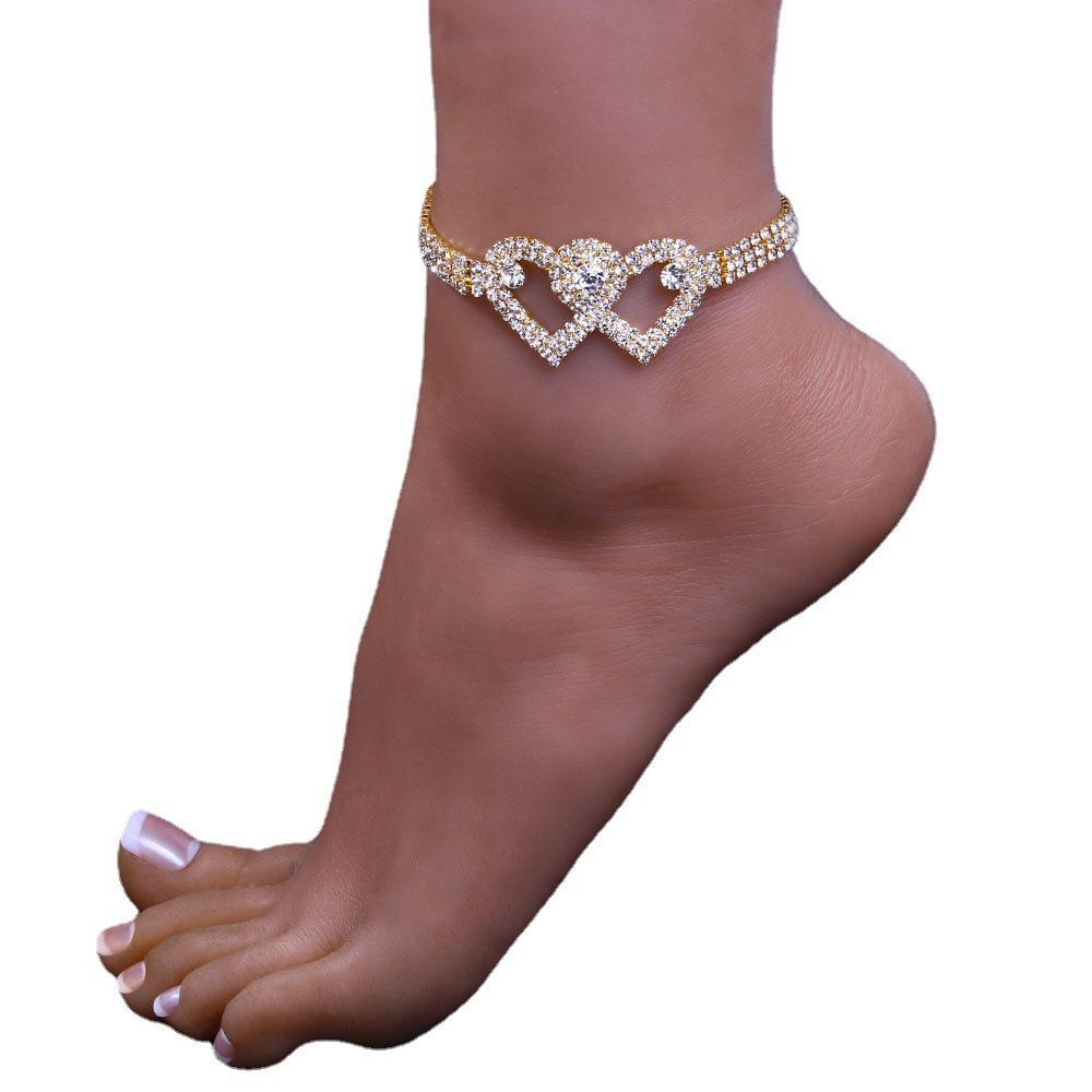 Mode Strass Kette Fußkettchen Für Frauen Luxus Glänzende Ankle Armband Auf Bein Weibliche Hochzeit Schmuck Fuß Zubehör brown