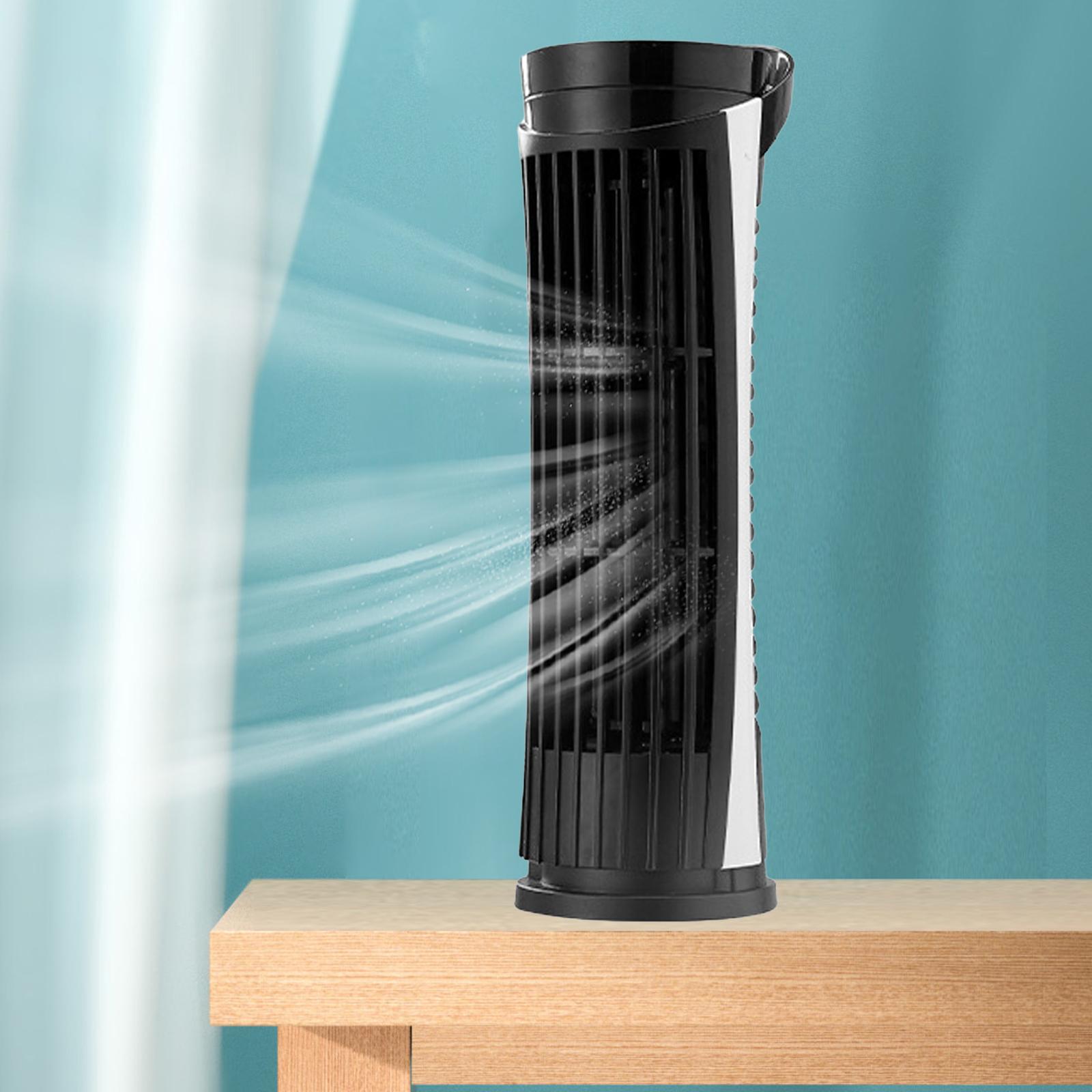 Kleiner Desktop-Turmventilator, Tischlampe, USB-Tischventilator, 2 Geschwindigkeiten, Raumklimaanlagenventilatoren für Zuhause, Wohnzimmer, Schlafzimmer schwarz