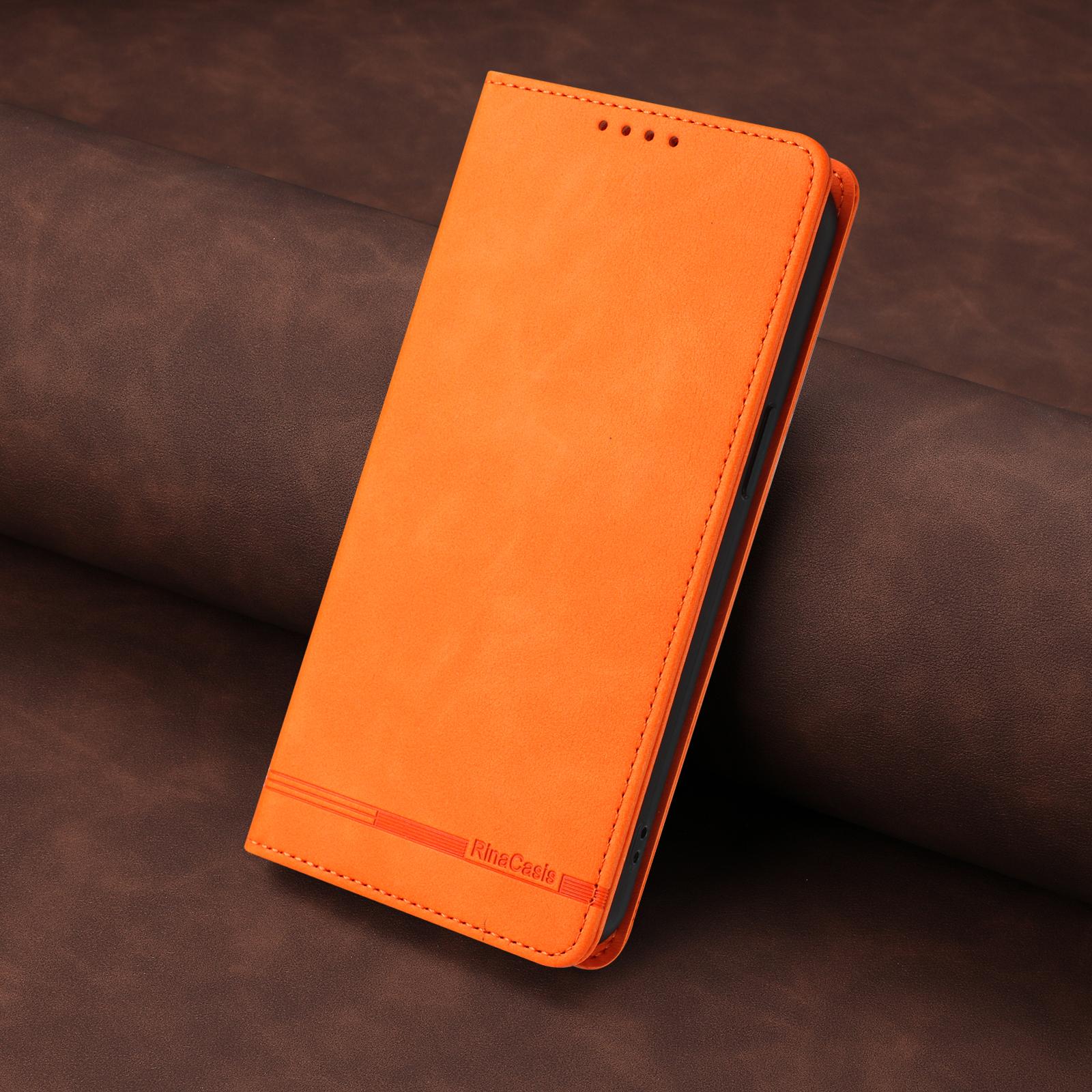 Brieftaschenfreundliche Starke Magnetische Kartenfächer Klappbare Lederhülle für Blackview Oscal Flat 1C Hülle Oscal Flat 1C orange