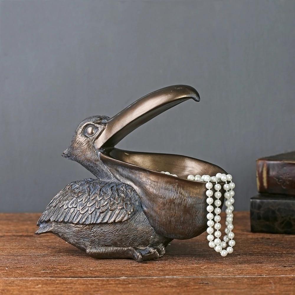 Nilpferd Figur Desktop Aufbewahrungsbox Statue Schlüssel Schale Hippo Skulptur Großes Maul Pelikan Tisch Schlüssel Süßigkeiten Behälter Heimdeko Small