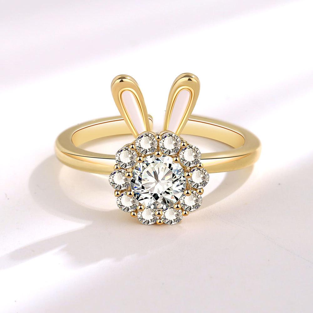 Süßer Schmetterling Tier Fidget Spinner Ring Für Frauen Funkelnde Strasssteine Anti-Stress Angstlinderung Drehbarer Ring Anillos resizable beige