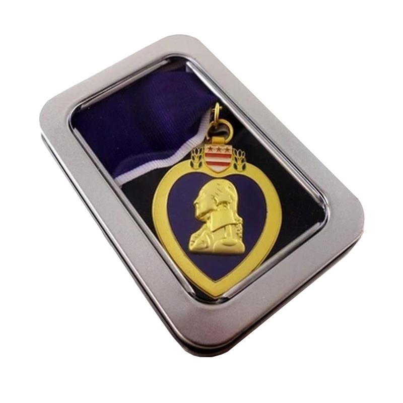 US-Militär-Ehrenmedaille „Kriegsgeschädigt“, lila Herzmedaille, Metallabzeichen-Brosche