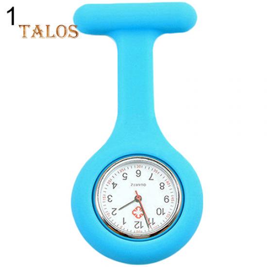 Niedliche, biegsame, weiche Krankenschwesteruhr aus Silikon mit Brosche, Taschenuhr, Tunika, Quarzuhrwerk himmelblaue