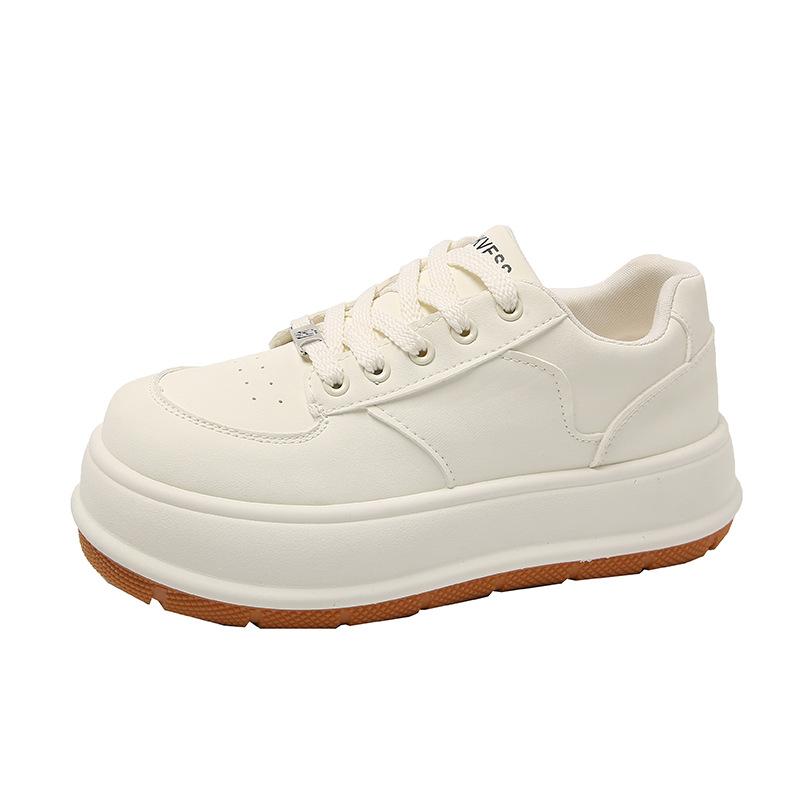 Frühling Dicksohlige Erhöhende Damenschuhe Weiße Schuhe Damen Neue Lässige Muffin Board Schuhe Damenschuhe 40 beige