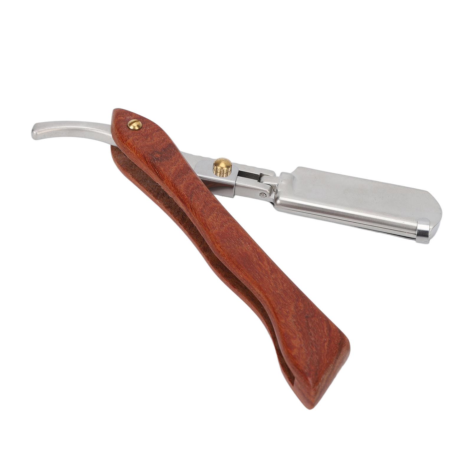 Rasierer PU-Lederetui Leichtes tragbares Rasiermesser aus Palisanderholz für Bartfriseurarbeiten Manueller Rasierer für Männer