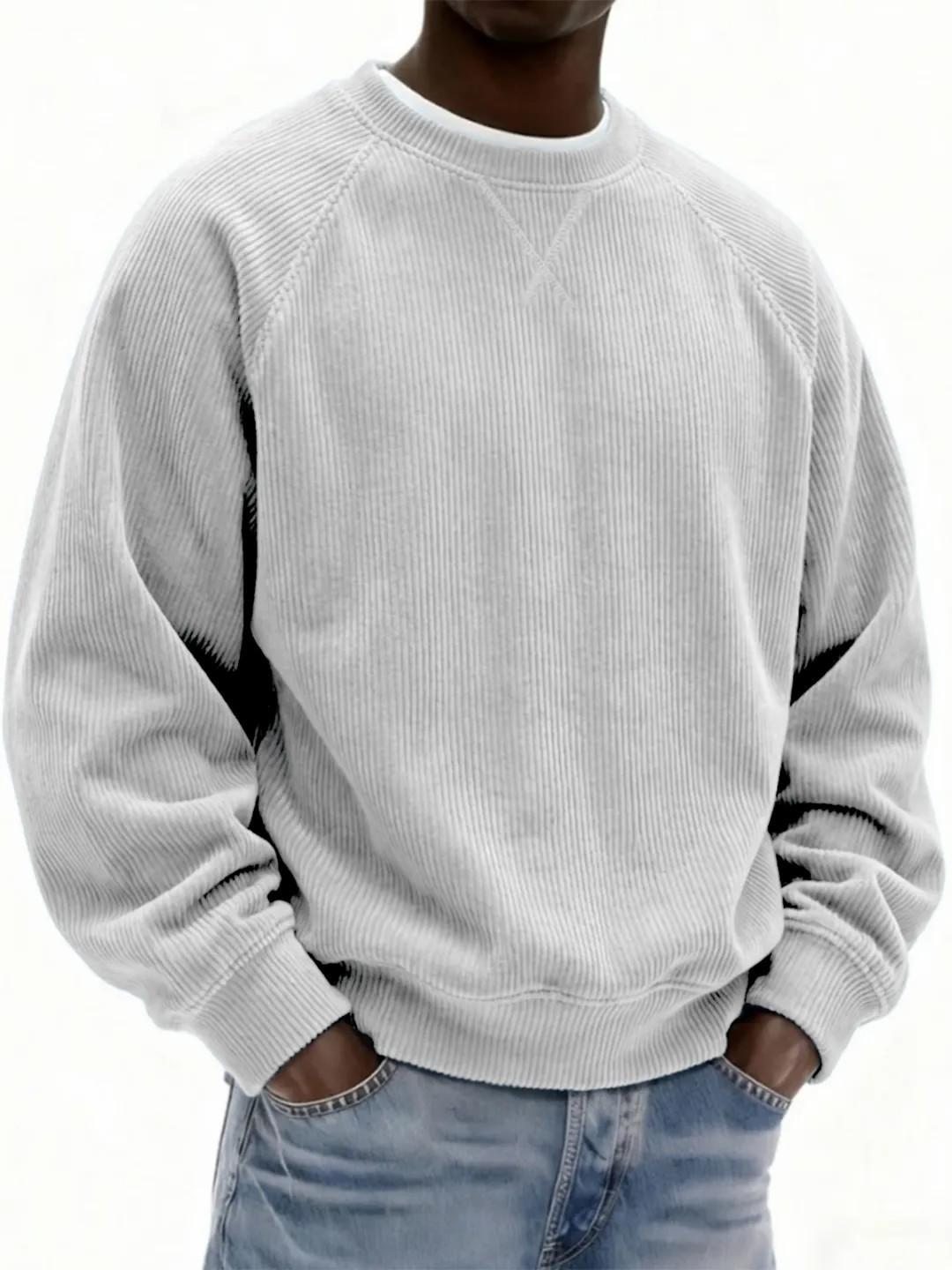 2025 Herrenmode Cord-Kapuzenpullover - Lässiger Rundhalsausschnitt für Frühling & Herbst S weiß