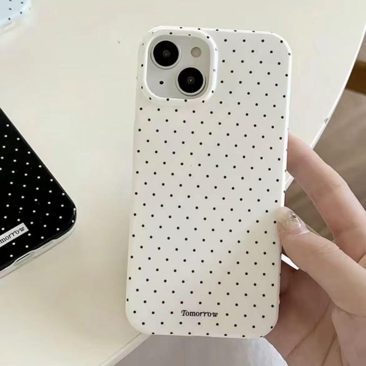 Koreanische Einfache Gepunktete Schwarze Rand Handyhülle Für iPhone 16 Pro Max 15 Pro 14 13 12 11 Xr Xs Max MINI 7 8 Plus Y2K Handyhülle iPhone 11 Pro Max