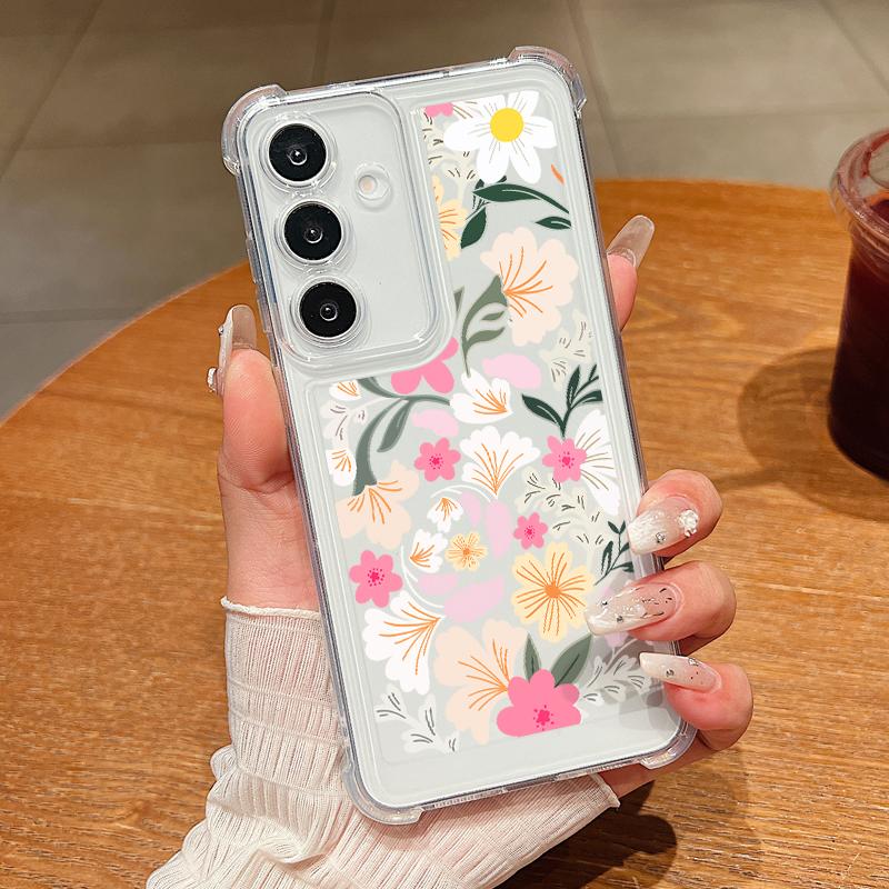 Blumen Hülle Für Samsung Galaxy S25 Edge S24 S25 S23 Ultra S22 Plus S24 FE A56 A16 A55 A54 A15 Stoßfest Klare TPU Handyhülle Galaxy S23+