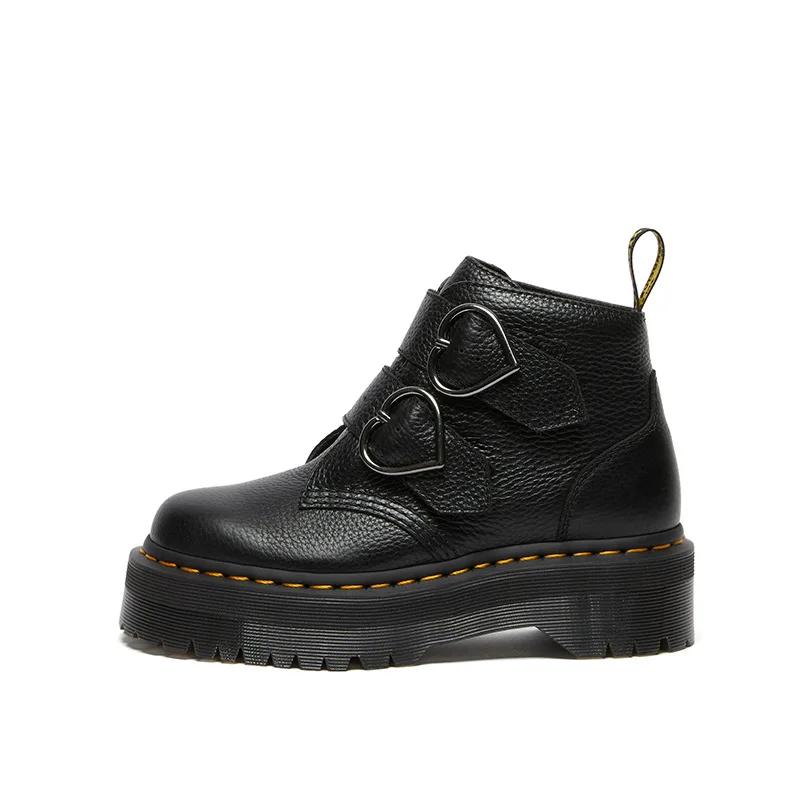 Damen Muffin-Stiefeletten mit dicker Unterseite und herzförmiger Schnalle, Stiefel mit Doppelschnalle, Arbeitskleidung, kurze Stiefel, Botines Mujer 38 schwarz
