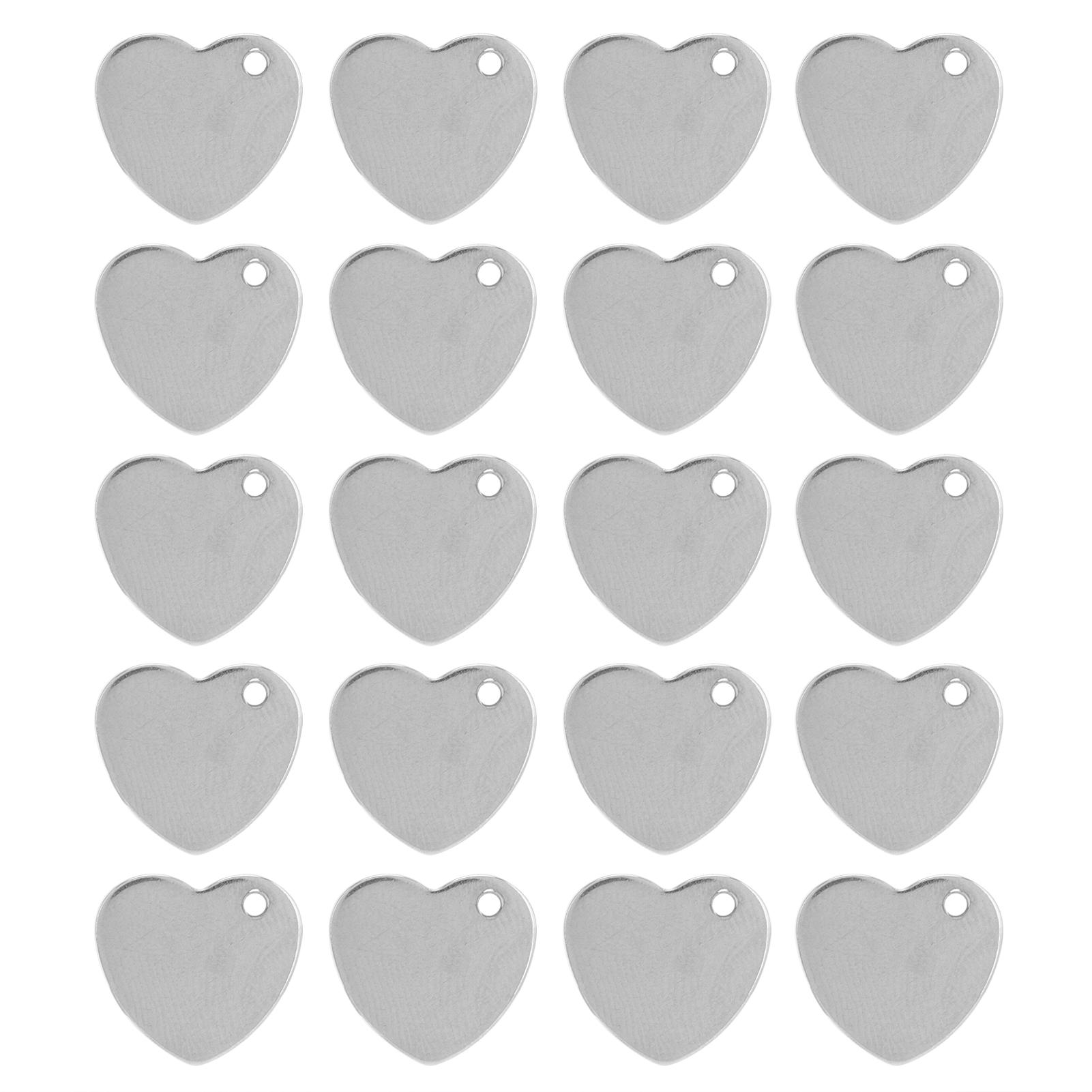 20 Stück DIY Haustier ID Marke Edelstahl Herzform Hund Katze Haustier Name ID Marke mit Loch Stahlfarbe 13 x