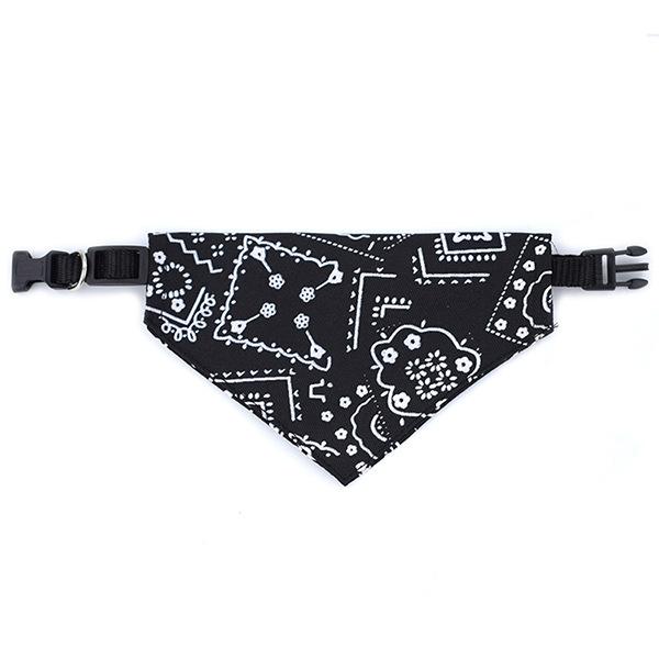 Haustier-Halstuch für Hunde, Welpen, Katzen, Hundehalsband, Bandana, Halsband, Schal mit Lederhalsband, Zubehör, verstellbarer Schal für Haustiere, Welpen, Katzen L schwarz