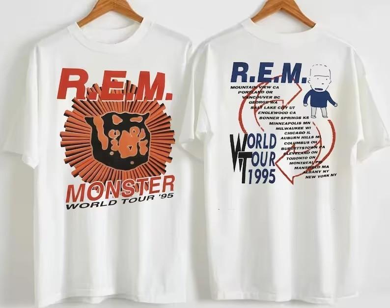 R.E.M. Monster Welttournee 1995 100% Baumwolle T-Shirt Herren T-Shirts Oberteil, Rem Monster Tour 95 100% Baumwolle T-Shirt Herren T-Shirts Oberteil L