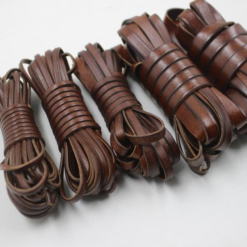 5 Meter Leathercraft Vintage echtes Rindsleder Leder Schnur Streifen flache Seil DIY Leder Handwerk Schmuck Tasche 4mm