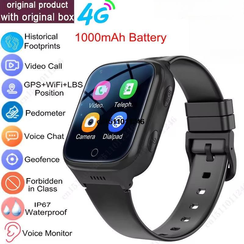 2025 NEU 4G Smartwatch Kinder GPS WiFi 1000mAh Videoanruf Tracker Standort SOS Rückruf Monitor Telefonuhr Smartwatch Kindergeschenke schwarz
