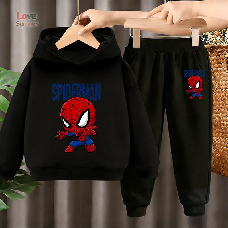 Kinder HoodieS+Hosen 2-teilige Sets Spider Man Marvel Kinder Cosplay Anime Pullover Sweatshirt Kinderkleidung 4-14J 140