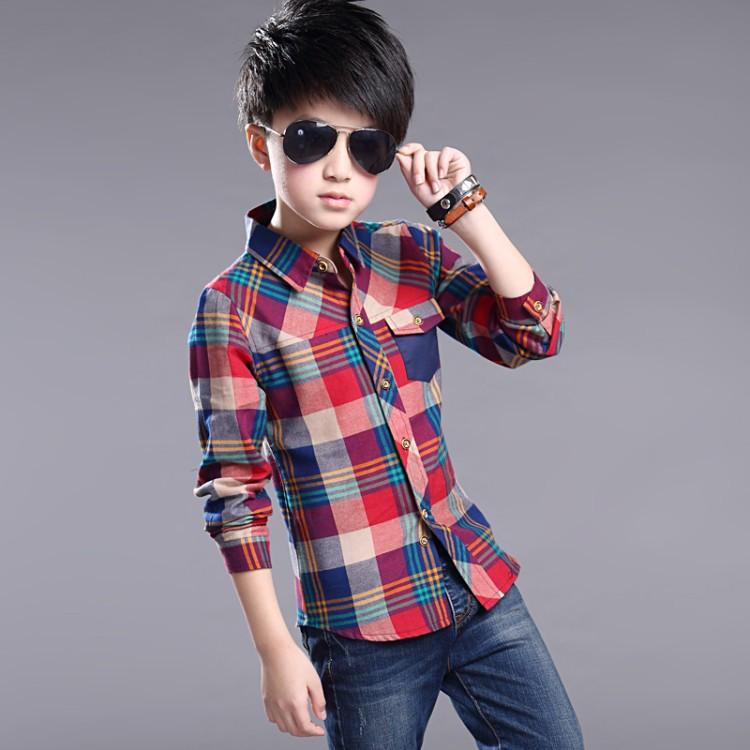 Frühling Baumwolle Kinder Kleidung Mode Casual Hübsches Hemd für Kinder Blusen Jungen Plaid Langarm Kleid Shirts 170 rot