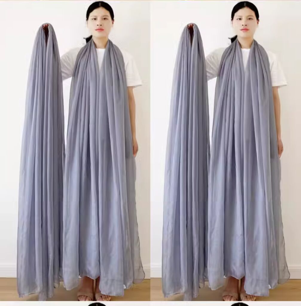 Extra großer Schal, einfarbiger Schal, Damenmode-Schal, Chiffon-Tanzschal, Sonnenschutz, Strandtuch, max. Größe ist 3*1,5m (±5-10cm Fehler) L: 2.4M * W: 1.5M graue
