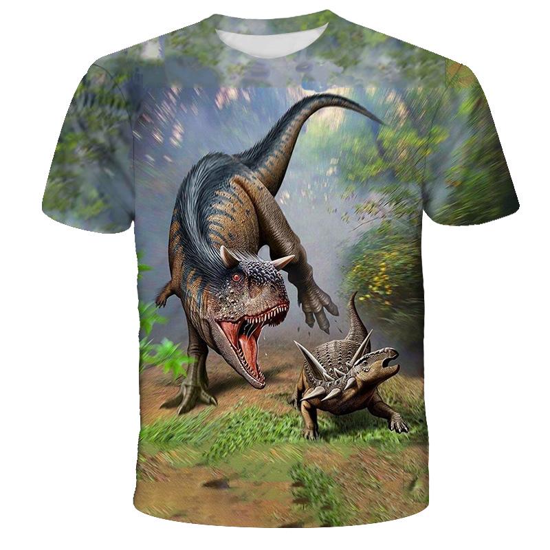 Kinder Jungen T-Shirt mit 3D-Druck Cooles Jurassic World Dinosaurier T-Shirt Jungen Kleidung Sommer Kurzarm T-Shirts Kinderkleidung Mädchen Tops 140