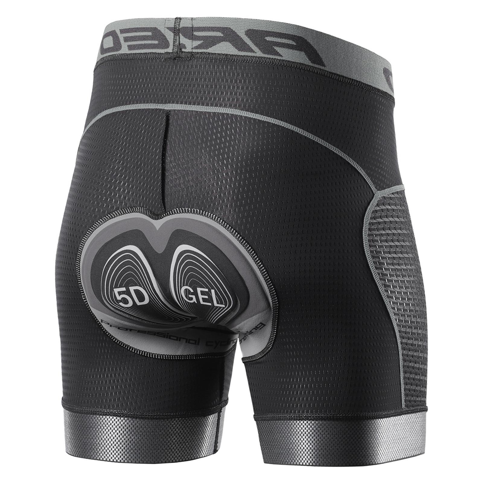 Arsuxeo Herren Fahrrad-Unterwäsche, Shorts, 5D-Gel-gepolstert, schnell trocknend, MTB, Fahrrad, Reitshorts S grau