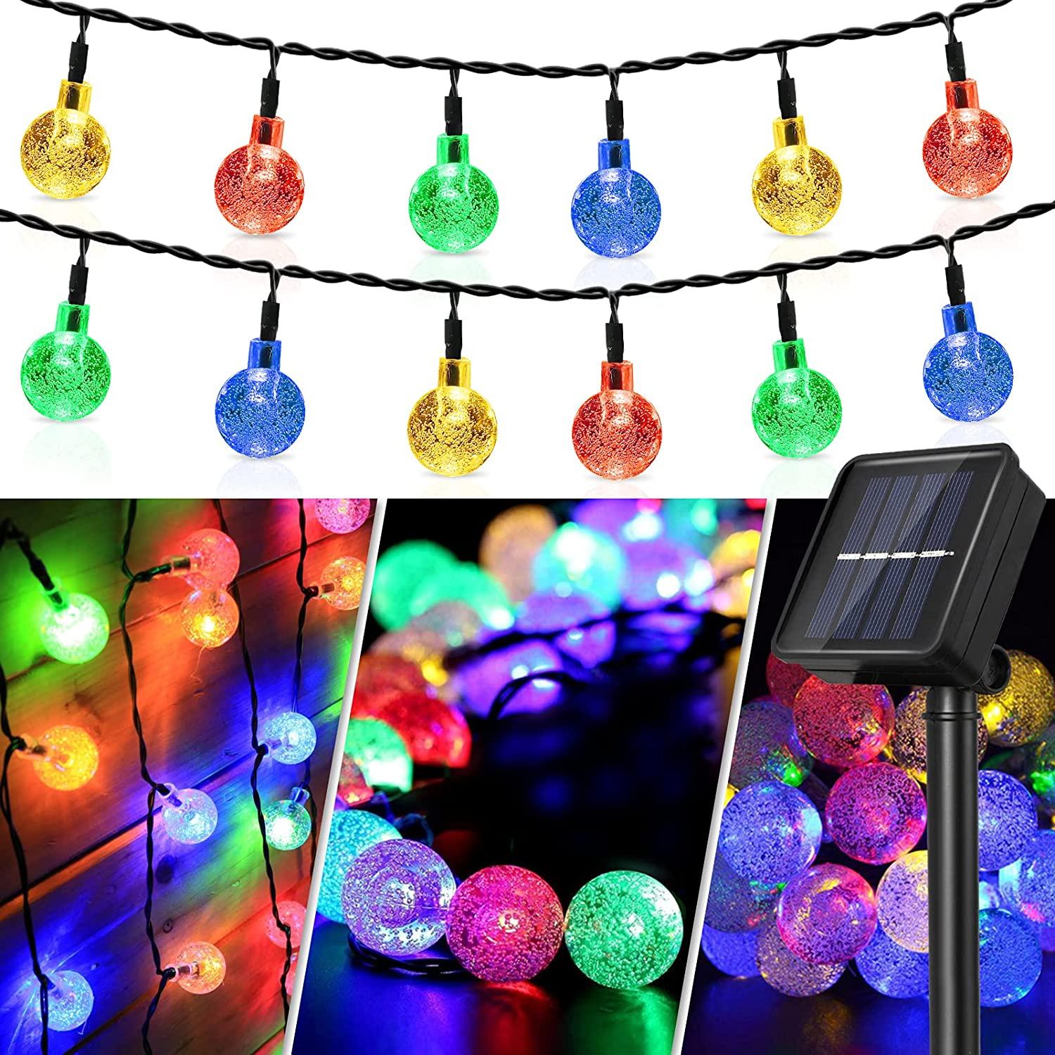 6M Solar Lampe Kristallkugel LED Lichterketten Blitz Wasserdicht Lichterkette Outdoor Garten Weihnachten Hochzeitsdekoration 6M 30LEDs bunt