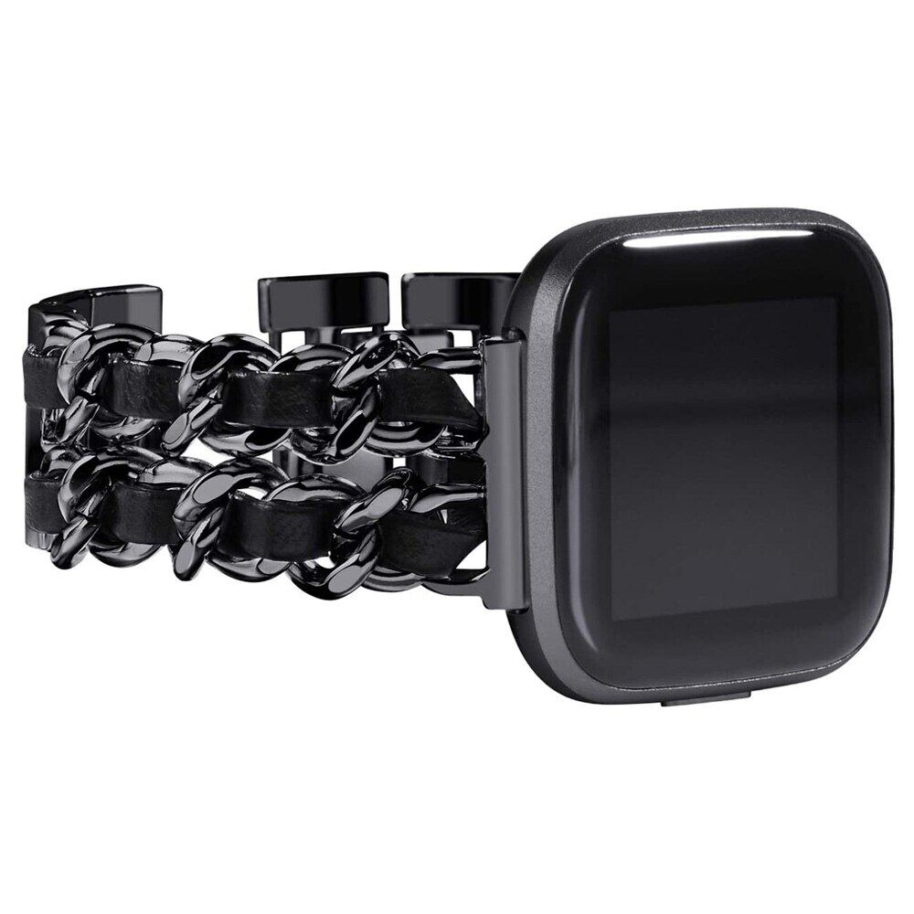 Elegantes Armband für Fitbit Versa 4 3 Sense 2 Smartwatch-Band Armband für Fitbit Versa 2 Lite Uhrenarmband Armband Gliederkette for versa schwarz
