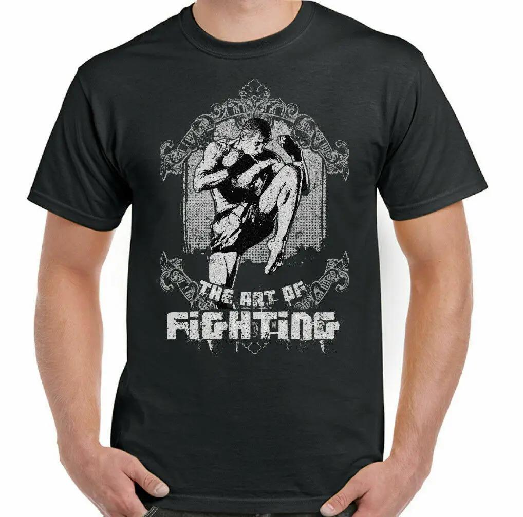 Die Kunst des Kämpfens. MMA Muay Thai Kickboxen Kampfsport T-Shirt 100% Baumwolle O-Ausschnitt Sommer Kurzarm Lässig Herren T-Shirt XXXXXL schwarz