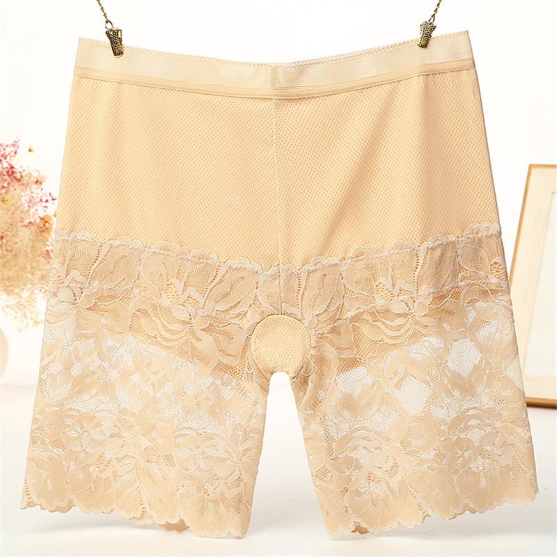 Nahtlose hohe Taille Shorts unter Rock Plus Größe Sexy Spitze Anti Chafing Sicherheits kurze Hosen Frauen Unterwäsche Höschen XL-65-80kg nude