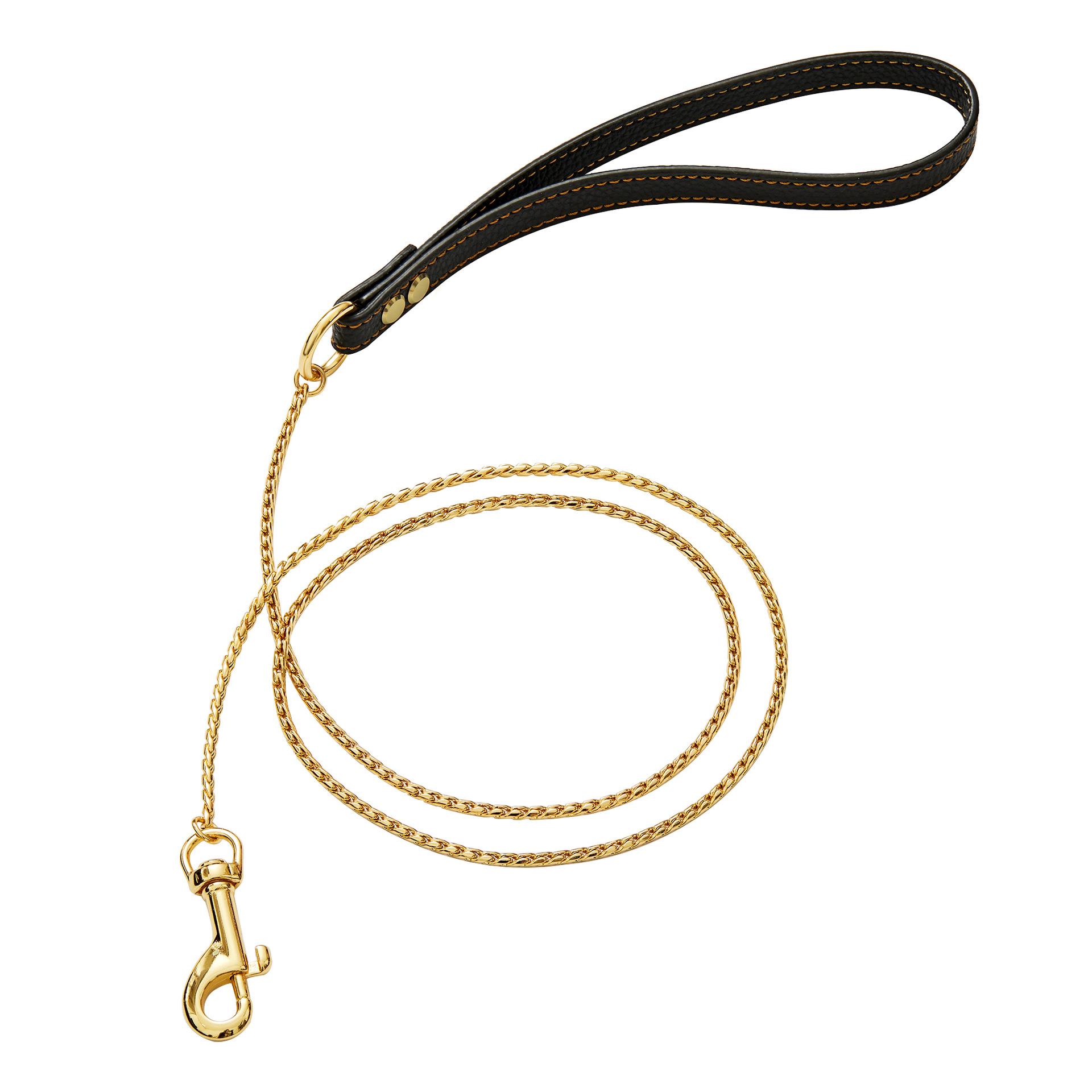 Hochbelastbares Hunde-Würgehalsband Slip Hunde P-Kette Schlangenhalsband Plattiert Rostfrei Hundetrainingshalsbänder für Kleine Große Hunde Schwarz/Gold 4FT(120cm)