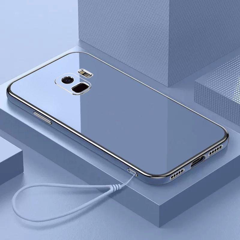 Für Samsung S9 Hülle Galaxy S9+ Luxus Square Plating Galaxy S9 Plus Handyhülle Stoßfestes weiches TPU Silikon S9 Back Cover Fundas Galaxy S9 Plus&Case & Strap