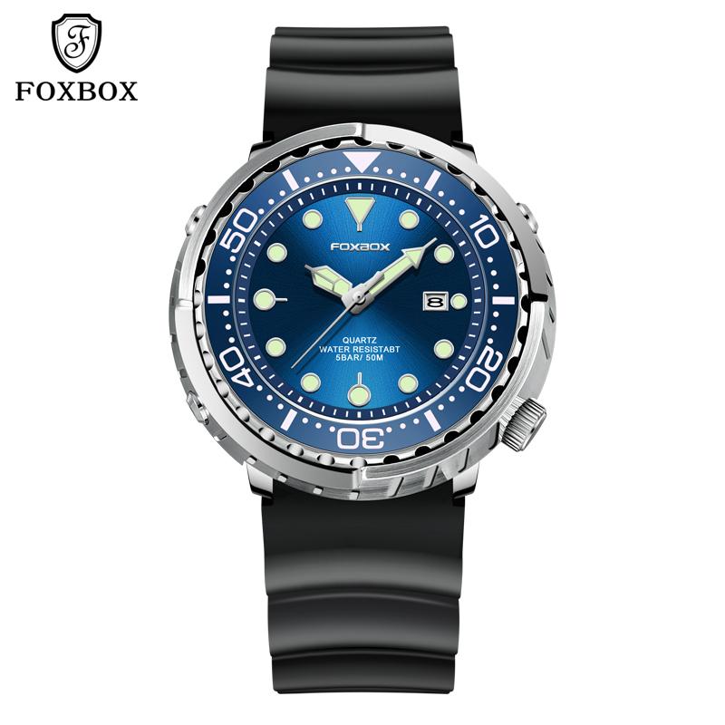 2022 LIGE Neue Luxus Männer Uhr FOXBOX Männer Uhr für Automatische Datum Wasserdicht Leuchtende Uhr Militär Sport Armbanduhr blau/silber