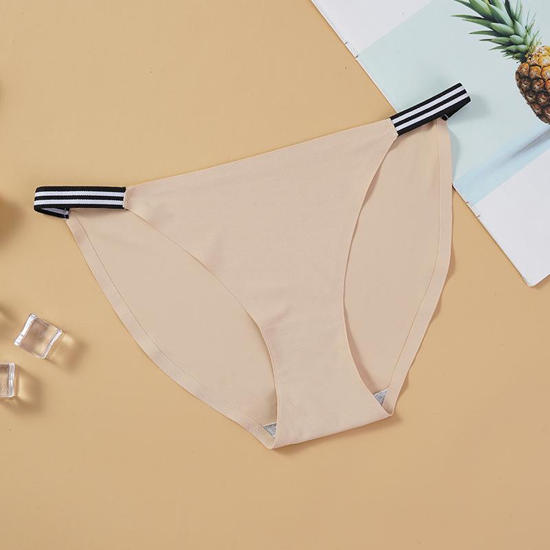 Mode Nahtlose Höschen Frauen Low-Rise Briefs Bequeme Unterhose Gestreiften Gürtel Eis Seide Sexy Weibliche Dessous Dessous XL