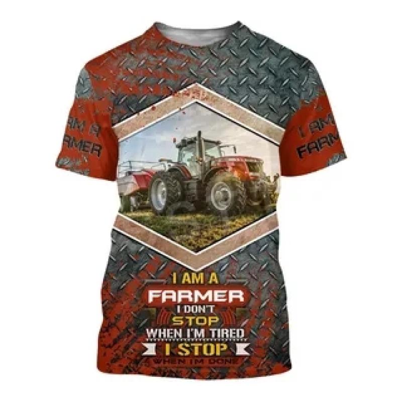T-Shirts 3D-Druck LKW-Traktoren Sommer Kinder Rundhals T-Shirt Übergroße Jungen Mädchen Unisex Mode Lose Kinderkleidung 120