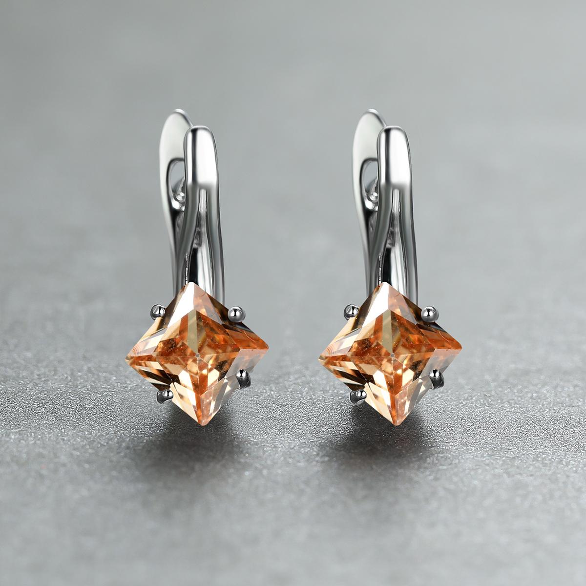 Exquisite Ohrringe, Modeschmuck, Goldfarbe, Diamantschliff, Aquablauer Stein, Geburtsstein, Braut, Prinzessin, Verlobungsohrringe champagner/silber