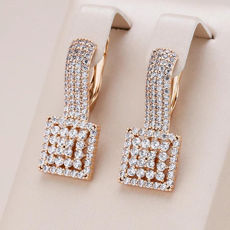 Rose Gold Farbe Quadratische Weiße Zirkon Ohrringe für Frauen Vintage Ethnische Party Hochzeit Ohrringe Modeschmuck gold