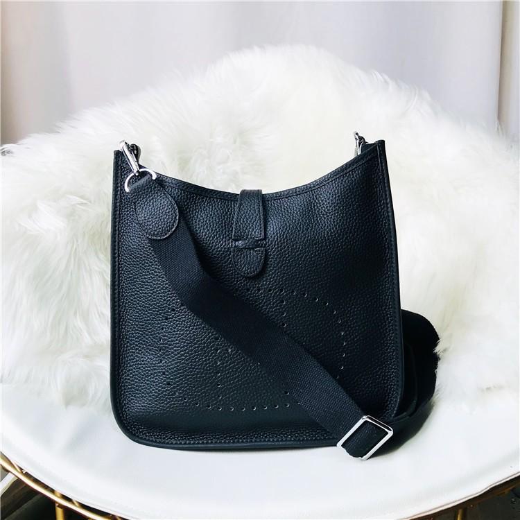 Neue Mode Oberleder Rindsleder Hohl Perforiert Mode Lässig Damen Tasche Ein Schulter Crossbody Damen Tasche Medium size 25cm schwarz