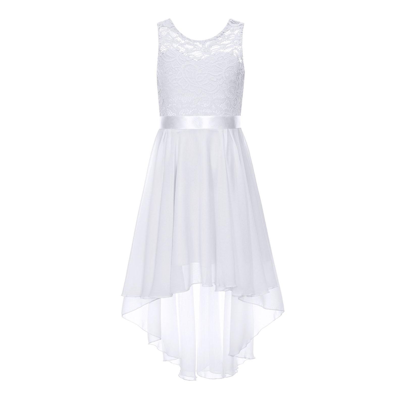 Kinder Mädchen Kleider Hochzeit Party Kleid Prinzessin Brautjungfern Kleid Blumen Mädchen Party Kleider 7-8 Years weiß