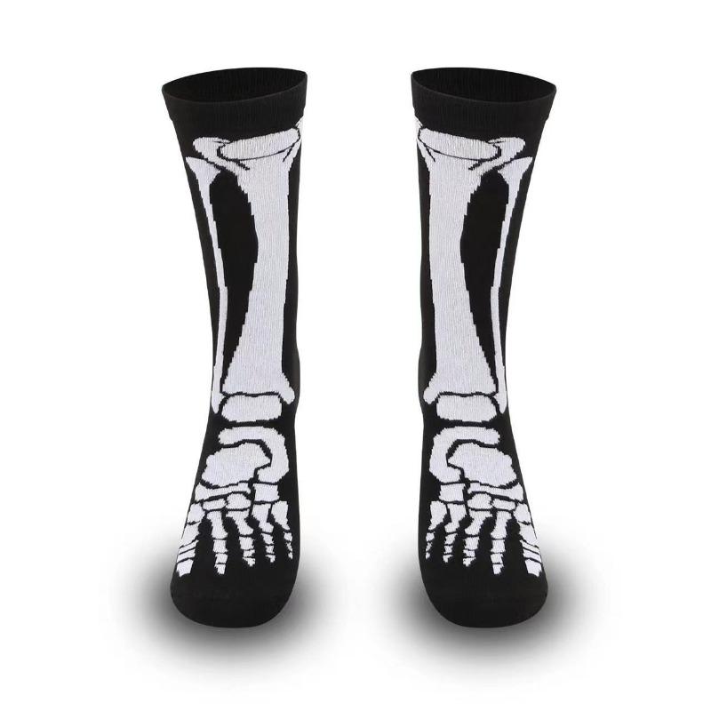 Halloween Damensocken Persönlichkeit Harajuku Warme Socken Einfache Lange Socken Mode Frühling Herbst für Frauen Männer Mittellange Socken one size schwarz