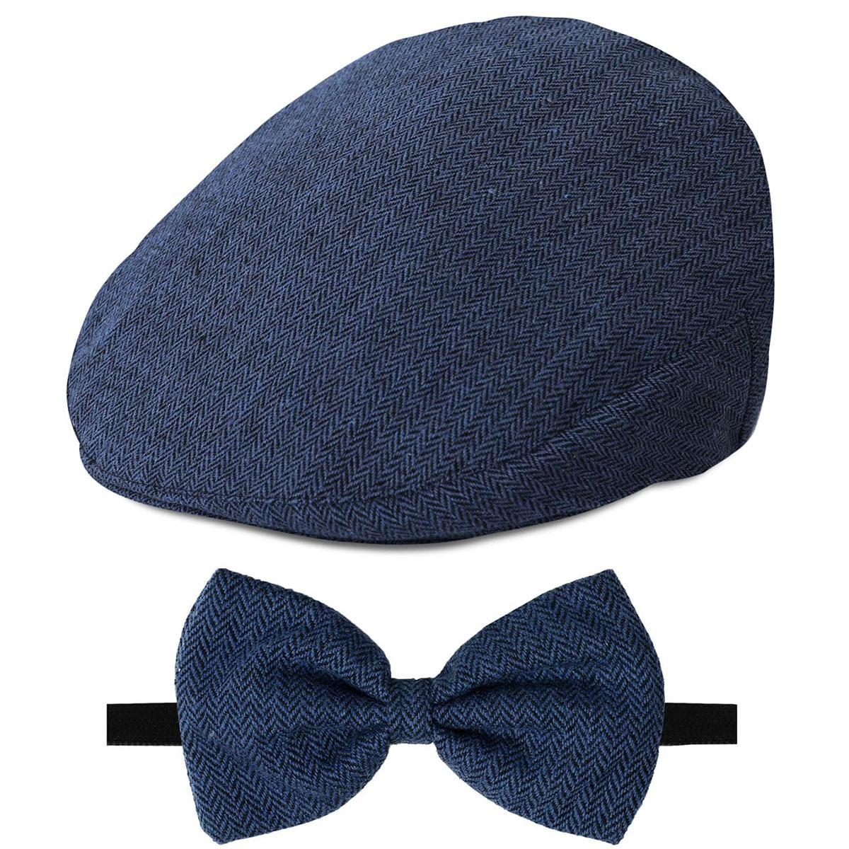 Babyhut Kinderkappe Kleinkind Geburtstag Taufe Accessoire Neugeborene Taufe Schiebermütze Vintage Fahrer Mütze mit Fliege 4-5 Years Old dunkelblau