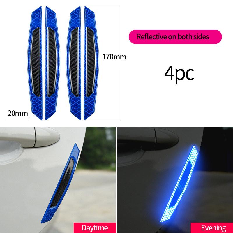 4 teile/satz 5D Carbon Faser Aufkleber Auto Aufkleber und Abziehbilder Auto Reflektierende Streifen Warnung Auto Styling blau