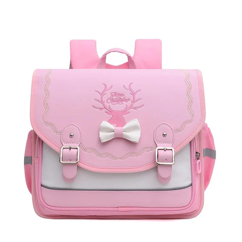 Schultaschen Mädchen Orthopädischer Rucksack Niedliche Wasserdichte Schultasche für Teenager Wende-Buch-Tasche Schüler Klasse 1-3 rosa
