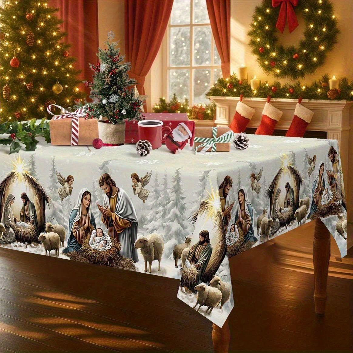 Weihnachts-Tischdecke Digitaldruck Schneemann Rentier Weihnachtsbaum Esszimmerwäsche Festivaldeko Tischdecke Partyzubehör 40 * 60cm