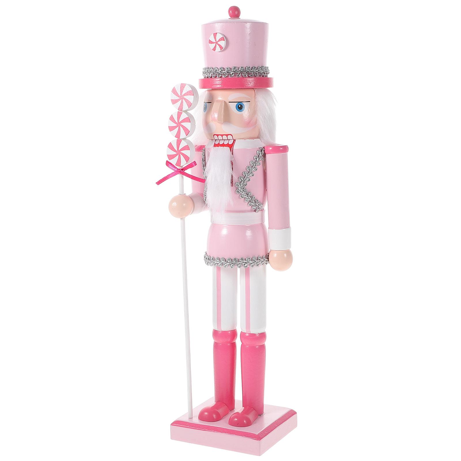 Nussknacker Soldat Weihnachten Desktop Nussknacker Figuren Rosa Süßigkeiten Spielzeug Dekorationen Weihnachten Holzhandwerk Mädchen Kind Kranz white