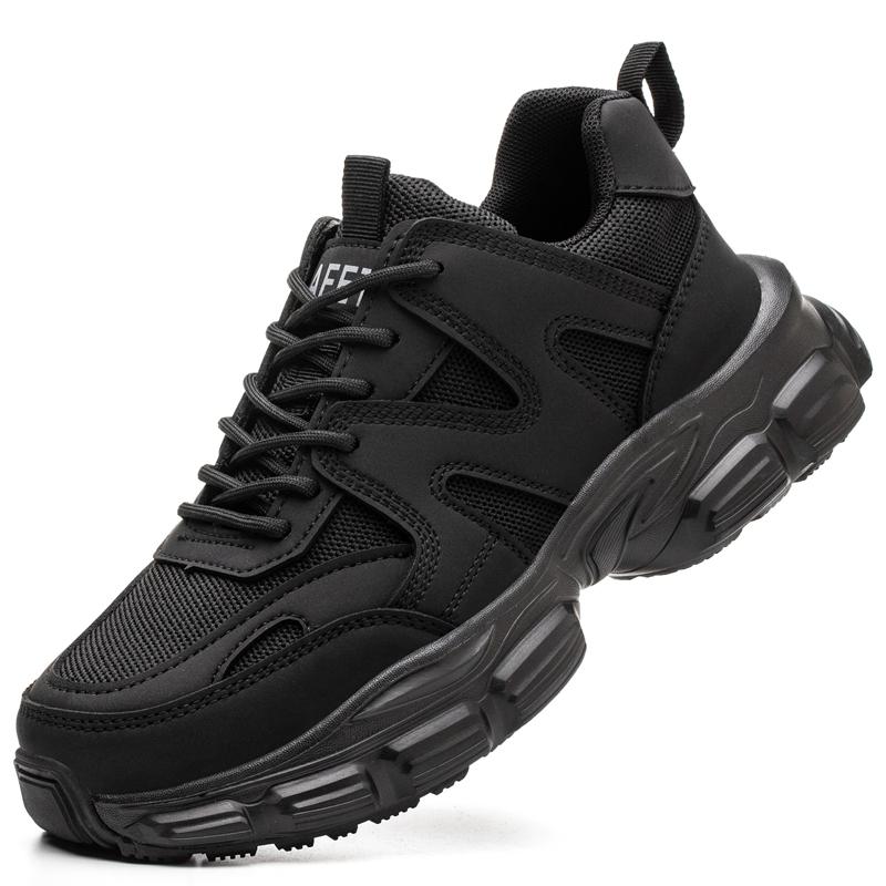 Damen Schwarze Sicherheitsschuhe Stahlkappe Sneaker Durchstichsichere Arbeitsschuhe Atmungsaktive Leichte Arbeits-Sneaker Schützende Sneaker 40 schwarz
