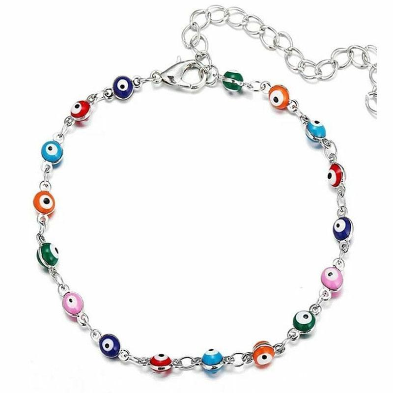 Böhmische bunte Fußkettchen für Frauen Fuß Knöchel Armband Sommer Strand Fuß Bein Schmuck ZH silber
