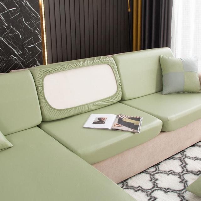 2021 neue Produkt Pu Leder Sofa Kissen Abdeckung Einfarbig Sofa Abdeckung Vier Jahreszeiten Wasserdichte Sofa Schonbezüge Stuhl Couch Abdeckung Seat Length 50-65cm white