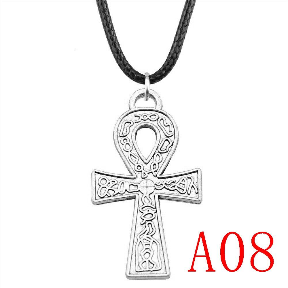 Ankh-Kreuz-Anhänger-Halskette für Frauen, Geschenk, Modeschmuck A08-38x21mm-B10765